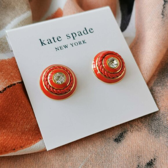 Kate Spade Jewelry - Kate Spade - Know The Ropes Mixed Media - Gold Red Stud Earrings